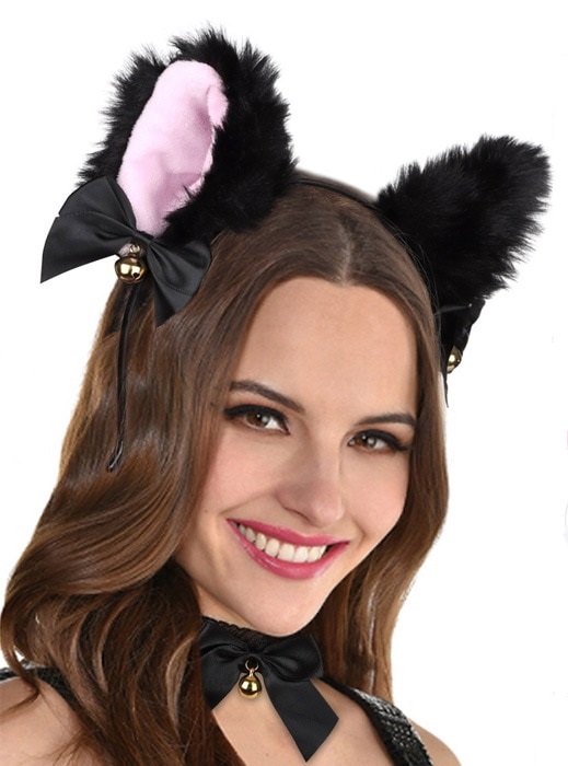 Kočičí čelenka se zvonečky bílá