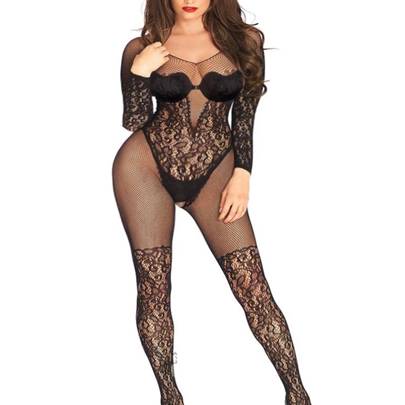 Černý Sexy Bodystocking Velexia